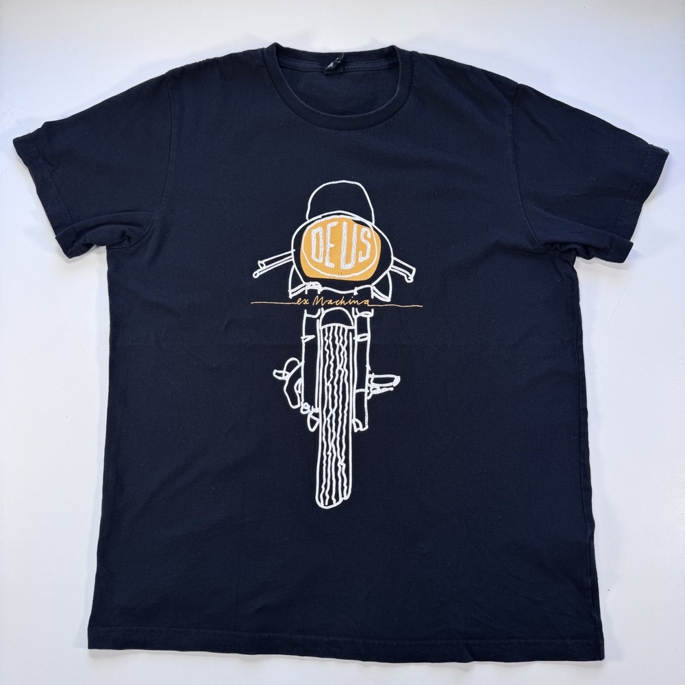 DEUS EX MACHINA Short Sleeve T-Shirt Mens XLarge Black Frontal Matchless Tee